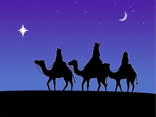 graphic of 3 wisemen riding camels